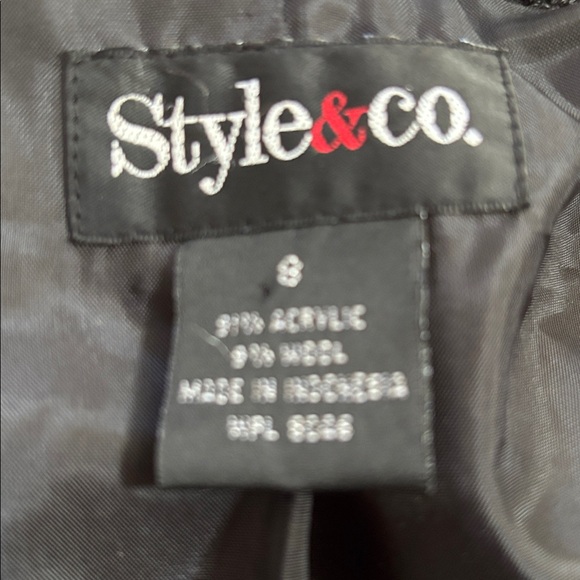 Size 8 Style & Co. Black Checkered Coat - Picture 5 of 5